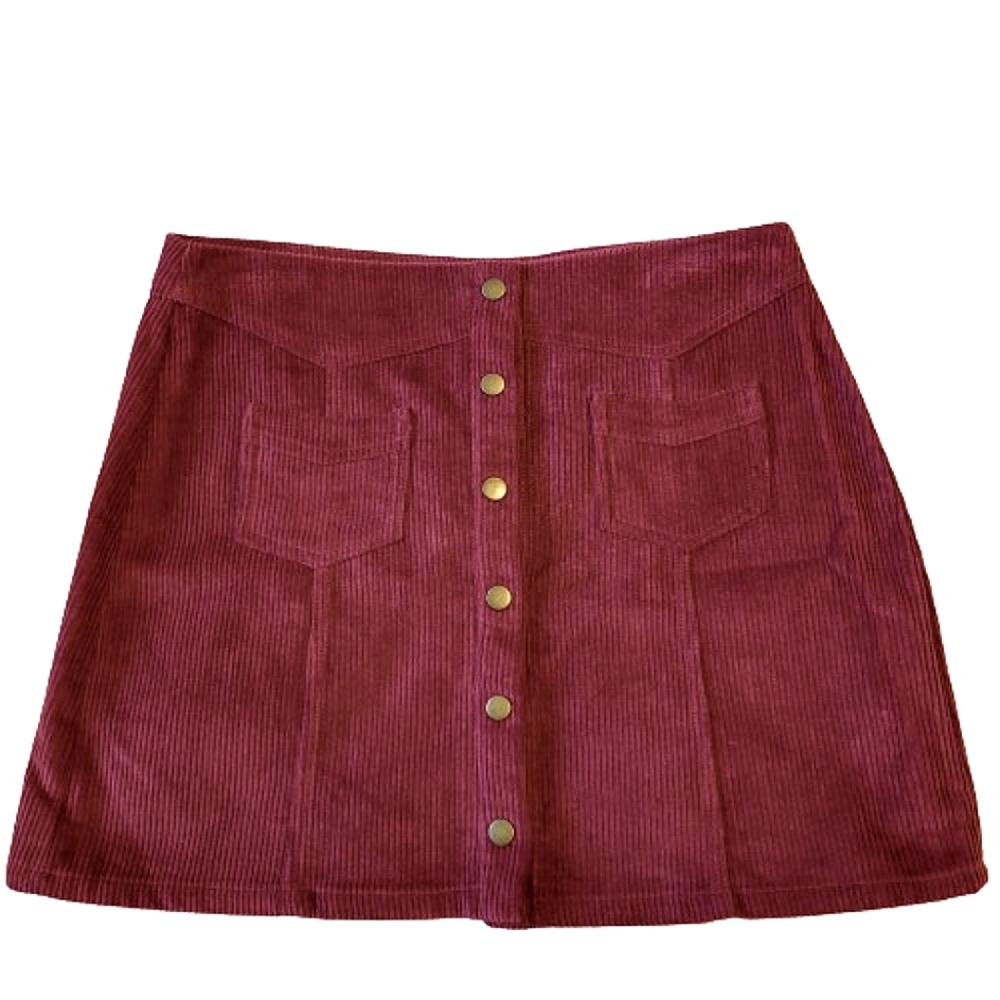 She + Sky maroon corduroy skirt with small pockets size large